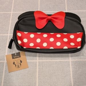 Disney Minnie Mouse Red Bow & Polka Dot Black Cosmetic Pouch